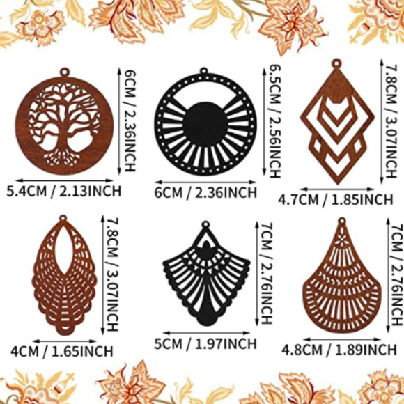 NEW Wood Earrings  BoHo Dangle Earring Lightweight Wooden Big Earrings Scroll - Picture 3 of 12